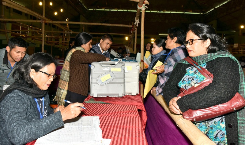 Polling officials in Dimapur