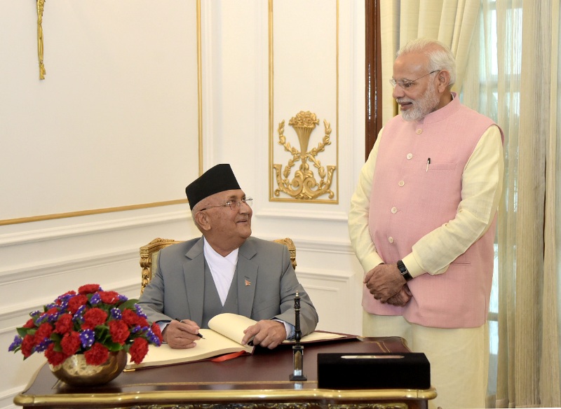 PM Modi calls on  Prime Minister of Nepal K.P. Sharma  
