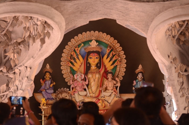People visit Suruchi Sangha pandal on the occasion of Durga Puja