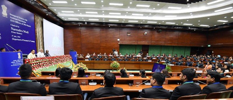 Narendra Modi interacts with the Assistant Secretaries