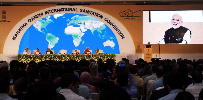 PM Modi addresses Mahatma Gandhi International Sanitation Convention in New Delhi