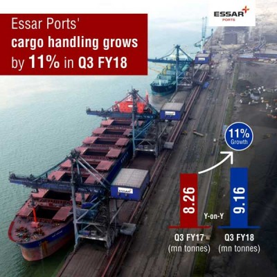 Overall cargo handling by Essar Ports up 11 per cent from year-ago quarter