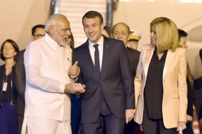 French President Macron meets Sushma Swaraj