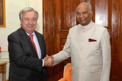 UN Secretary General Antonio Guterres meets President Kovind