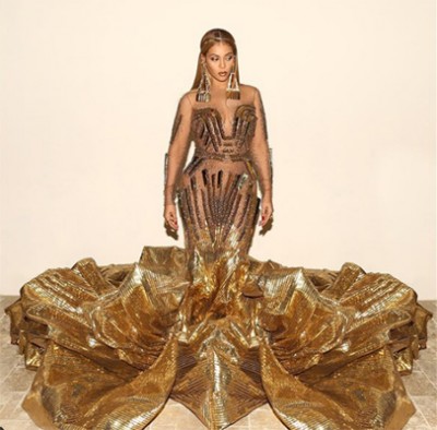 Beyonce looks stunning in golden gown designed by Indian Designers Falguni Shane Peacock