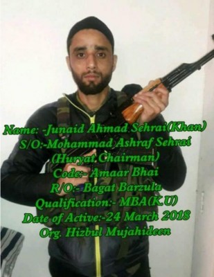 Newly-elected Hurriyat chief's son joins Hizbul