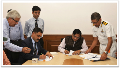 Defence Ministry signs contract with GRSE for supply of four survey vessels for Indian Navy