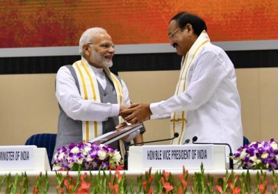 PM Modi attends book release event to mark one year in office of Vice President Venkaiah Naidu