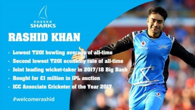 T20 Blast:Rashid Khan joins Sussex Sharks  