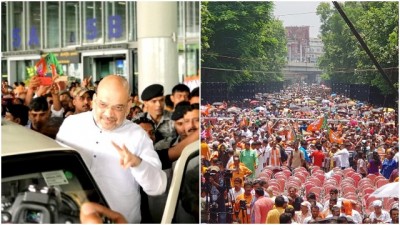 Amit Shah arrives at Kolkata Mayo Road rally venue to address supporters
