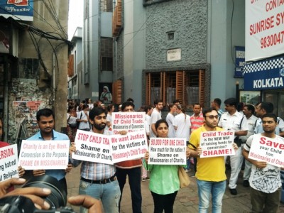 Baby trafficking: Activists protest outside Missionaries of Charity headquarters in Kolkata 