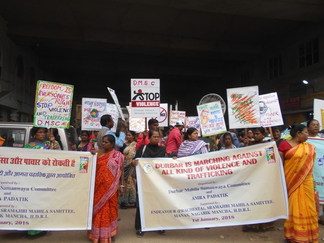 Kolkata sex workers march to protest sexual violence by godmen