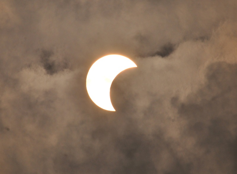 Partially eclipsed Sun on solar eclipse day in Kolkata
