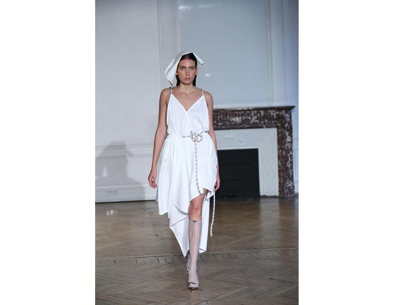 Models walk for designer Afterhomework in Paris Fashion Week