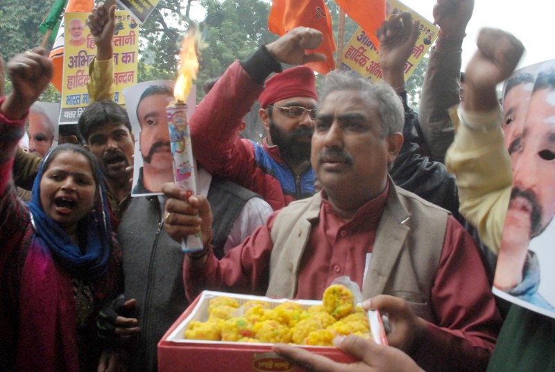 BJP activists celebrate return of Abhinandan Varthaman