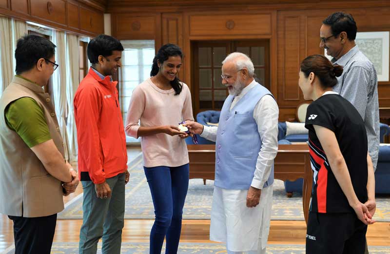 World Champion PV Sindhu meets PM Narendra Modi