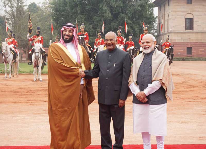 President Kovind, PM Modi receive Saudi Crown Prince Mohammed Bin Salman at Rashtrapati Bhavan