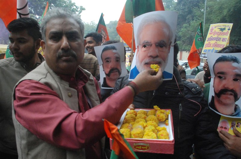 BJP activists celebrate return of Abhinandan Varthaman
