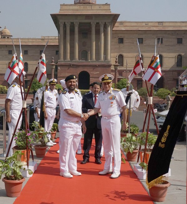 Major General (Navy) Abdullah Bin Hassan Al-Sulaiti, Commander Qatari Emiri Naval Forces inspects guard of honour 