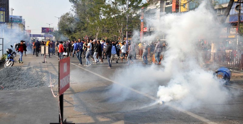 Students protesting against CAB in Guwahati 
