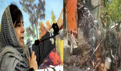 Truck carrying cash, other items caught fire; Mehbooba Mufti allege cash being used for distribution