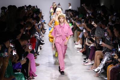 Models walk the ramp for designer Annakiki at Milan Fashion Week