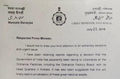 Mamata writes to PM Modi against corporatization of ordnance factories