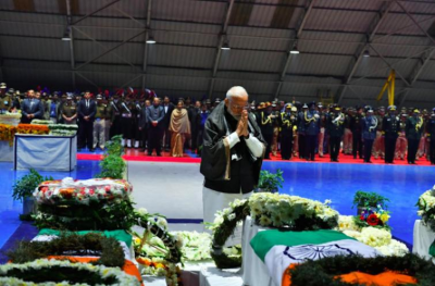 PM Modi pays respects to fallen CRPF jawans at Palam Airport