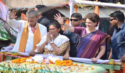 Priyanka Gandhi Vadra participates in roadshow in Assam