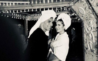 Singing in the rain: Akshay, Katrina shoot in 'towel' for Sooryavanshi