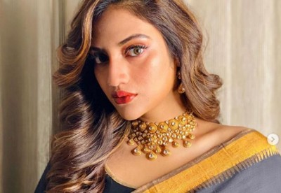 Actress Nusrat Jahan looks fascinating in her saree avatar