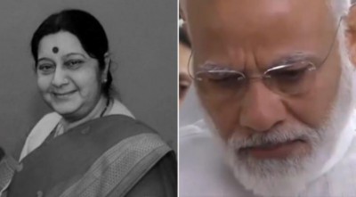 PM Modi turns emotional while paying respect to Sushma Swaraj's mortal remains