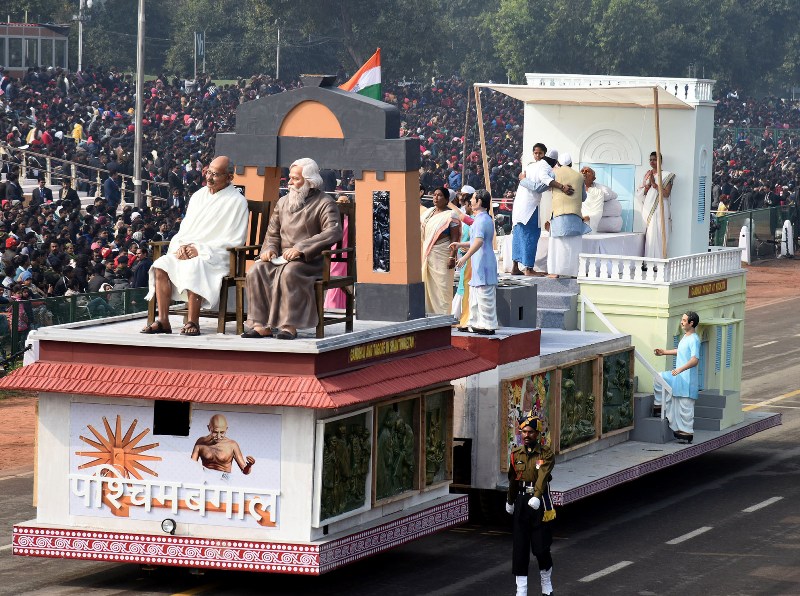 CISF tableau  passes through the Rajpath during the full dress rehearsal for R-Day parade