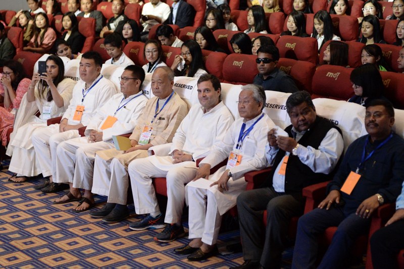 Rahul Gandhi interacts with students in Imphal