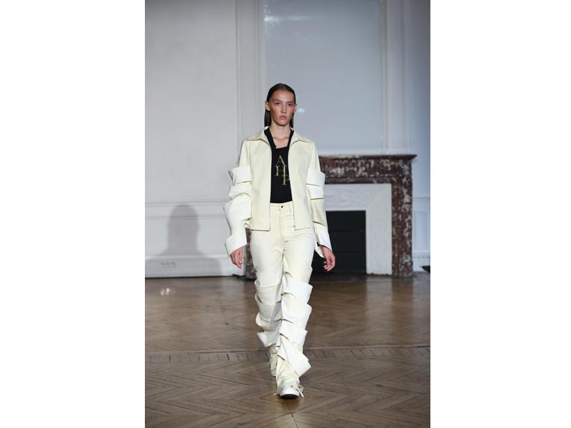 Models walk for designer Afterhomework in Paris Fashion Week