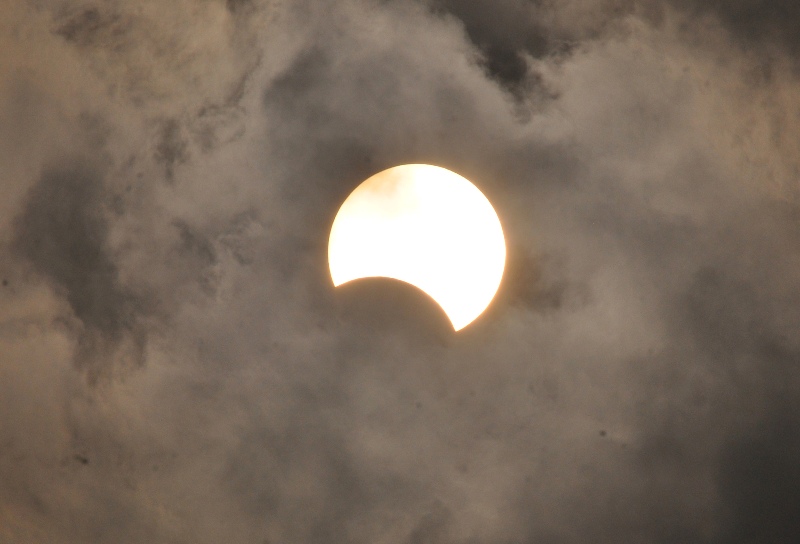 Partially eclipsed Sun on solar eclipse day in Kolkata