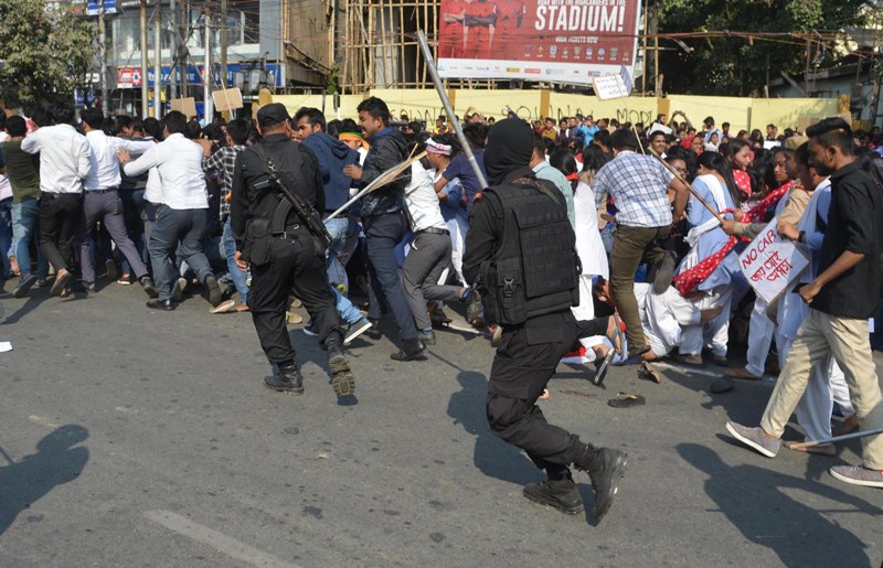 Students protesting against CAB in Guwahati 