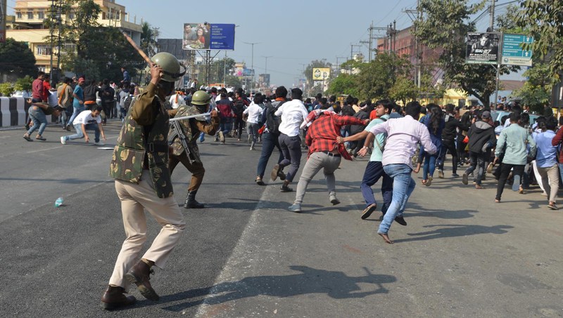 Students protesting against CAB in Guwahati 