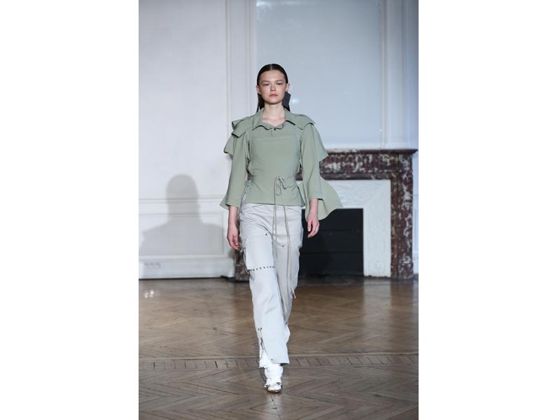 Models walk for designer Afterhomework in Paris Fashion Week