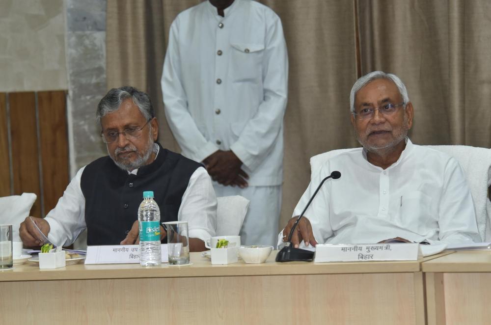Nitish Kumar, Sushil Kumar Modi at education department meeting