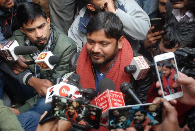 Kanhaiya Kumar addresses media against attack at JNU campus