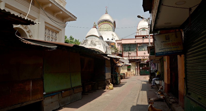 Glimpses of the deserted Kalighat Kali temple premises and other parts of Kolkata