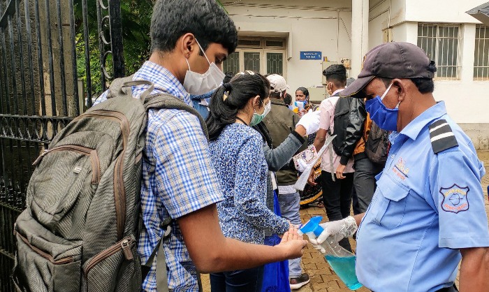 Students screened and sanitized before examinations in Belagavi