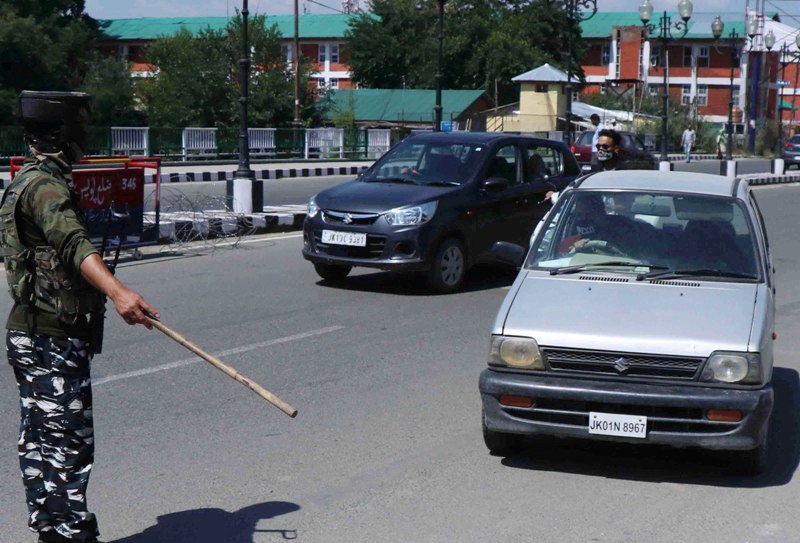 Security forces's vigil in Srinagar