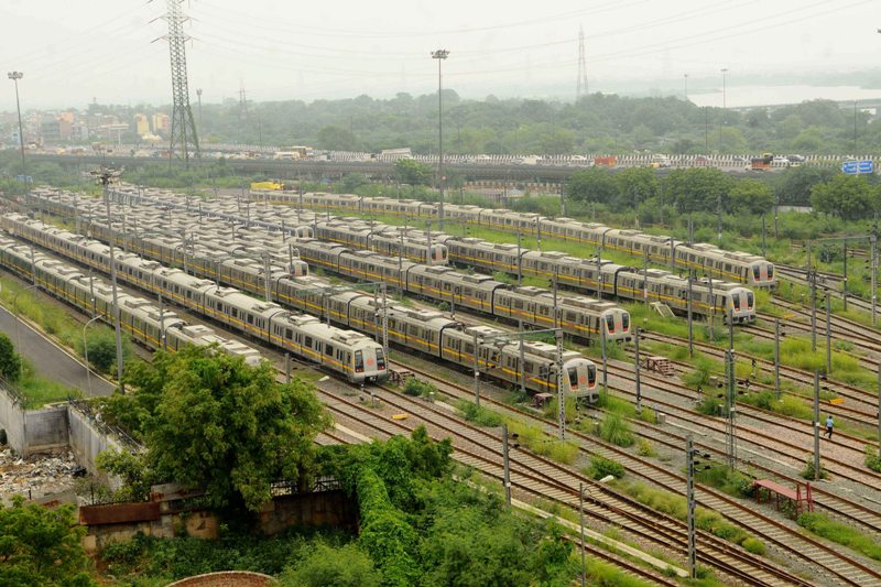 Delhi metro trains parked at yard owing to Covid-19