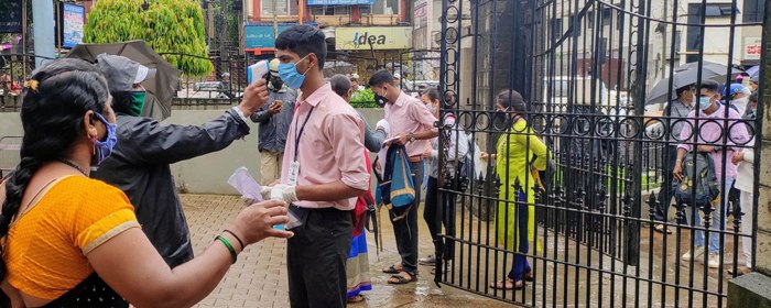 Students screened and sanitized before examinations in Belagavi