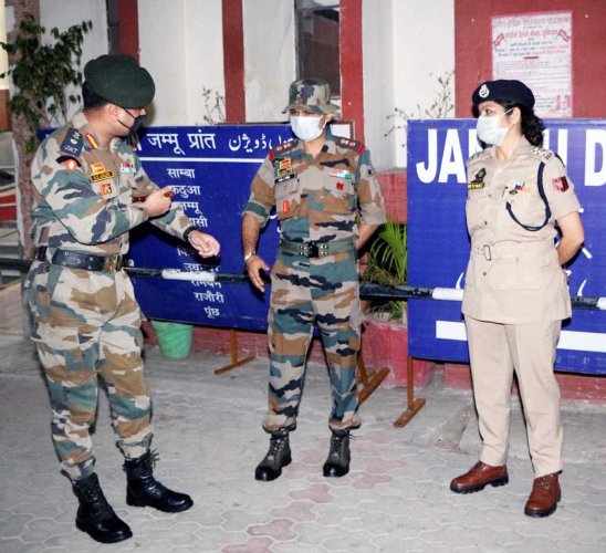 Patrolling during mock drill at Jammu Tawi Railway Station