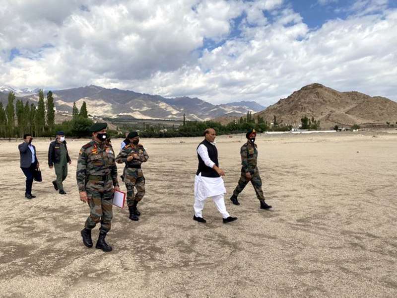 Defence Minister Rajnath Singh arrives at Leh to review security situation at LAC, LoC