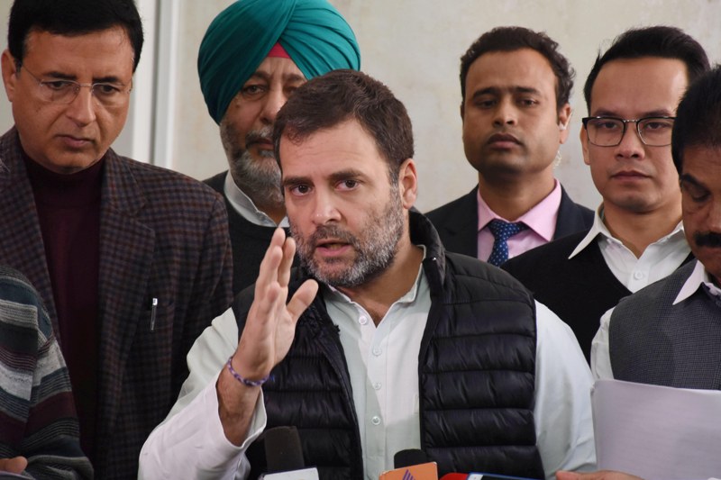 Rahul Gandhi addresses reporters in Parliament House