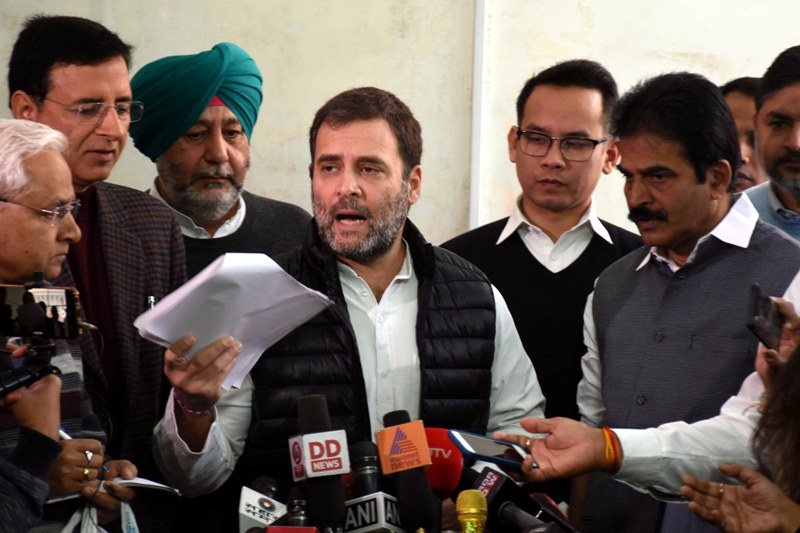 Rahul Gandhi addresses reporters in Parliament House